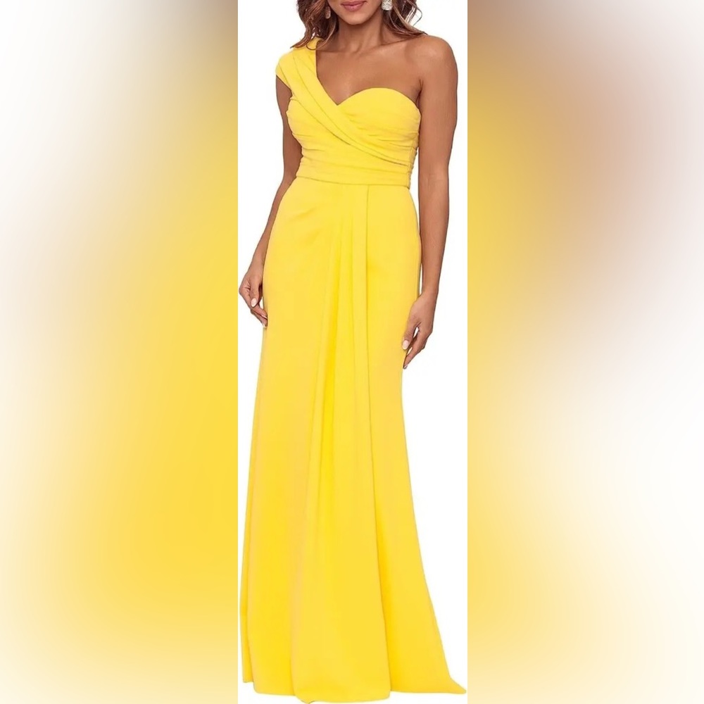 Betsy Johnson Yellow One Shoulder Formal Dress